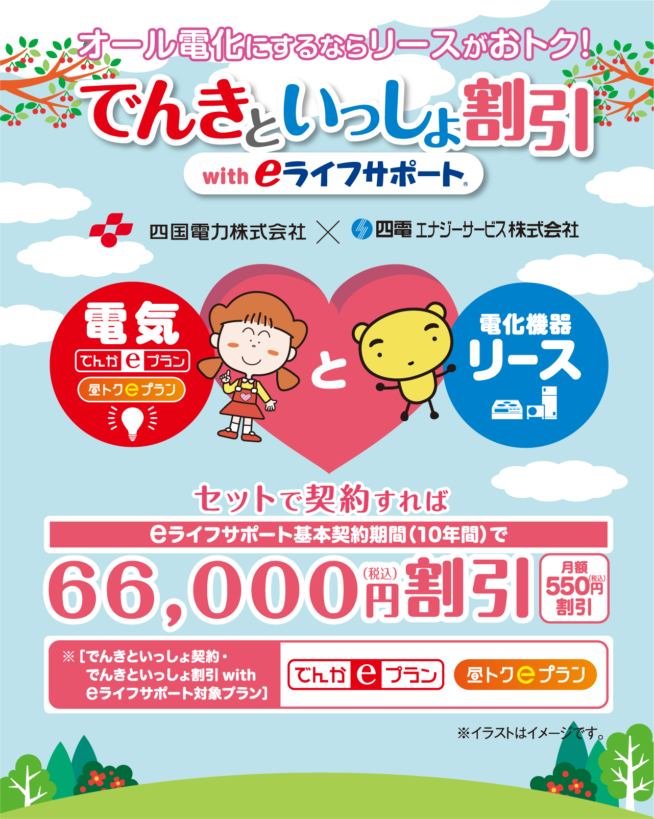 オール電化にするならリースがおトク！でんきといっしょ割引